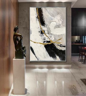 China Modern Black and White Paintings Modern Art Abstract Handmade Oil Painting on Canvas Paintings Wall Art for Living Room Pictures for sale