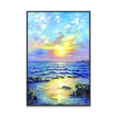 China Modern Pure Hand Drawing Custom Size Wal Nordic Oil Painting Seascape Painting for sale