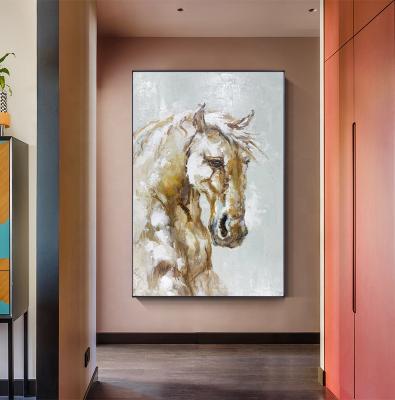 China Classical Project Decoration Hotel Artwork Canvas Wall Art Oil Painting Handmade Abstract Animal Designs Abstract Horse Painting for sale