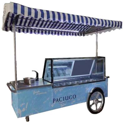 China Snack Factory Manufacturers Supply Mobile Ice Cream Cart Trucks 9pans Mobile Ice Cream Sorbet Cart for sale