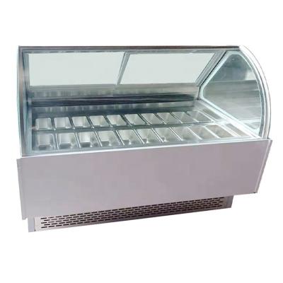 China 20 Pans Commercial Ice Cream Display Cabinet Italian Gelato Sherbet Display Cabinet Single-Temperature White Marble Air Cooled for sale