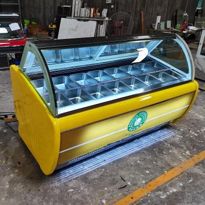 China Fully Automatic 20Trays Italian Gelato Showcase Ice Cream Display Freezer for sale