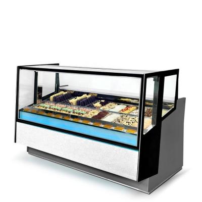 China Full Automatic Maker 12 Pan Italian Gelato Display Cabinet Ice Cream Display Freezer Showcases. for sale