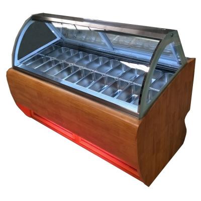 China Supermarket Supply Wood Grain Ice Cream Showcase 20 Grid Popsicle Display Cabinet Candy Freezer for sale