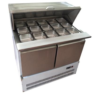 China Display Commercial Salad Refrigerated Console Fruit Display Cabinet Restaurant Cold Dish Display Cabinet for sale