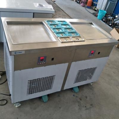 China Beverage Factory Hot Selling Square Double Filters Thailand Fried Ice Cream Machine With 10 Tanks Precooling Fried Yogurt Machine for sale