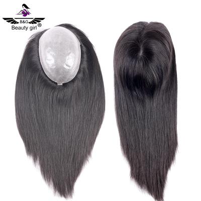 China No Beauty Girl 7x9 Inch PU Size Silicone Cup Rejection Topper Big Skin Hair Replacement Durable Thin Hairpiece For Women for sale