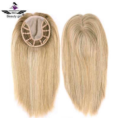 China No hide unprossed mono shedding beauty girl virgin european hair blonde hair topper for woman for sale