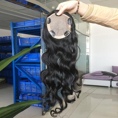 China No shedding clip in real silk top european remy hair topper base hairpiece for women for sale