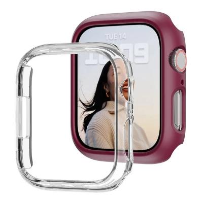 China For APPLE WATCH SERIES 7 Case For iWatch Series 7 41mm 45mm Shockproof Edge Cover Device View Bumper PC Apple Watch Case For iWatch 7 for sale