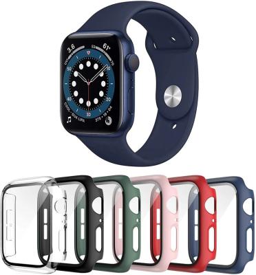 China Apple Watch Series 7 41mm 45mm Protector 360 Full-Page Bumper View Matte Hard Case Waterproof Tempered Glass Cover For iWatch 7654 for sale