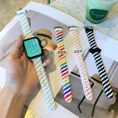 China Rainbow Color Strap New For Apple Watch 7 6 5 38mm 41mm 44mm Color Rainbow Silicone Candy Band For SE Series 40mm 45mm 42mm Strap iwatch for sale