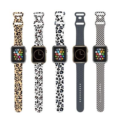 China Customized Style Bands For Apple Watch Strap 45mm 41mm 44mm 40mm 42mm 38mm Soft Silicone Sport Wristbands Pattern Printed For iWatch 7 Se 6 5 4 for sale