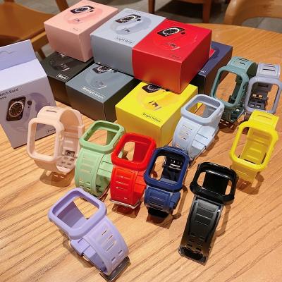 China Watch Case + Strap Silicone Strap+Case For Apple Watch Band 40mm 44mm 42mm 38mm Accessories Sport Wristband For iWatch 5 4 3 6 Se 2 Watch Band Band for sale