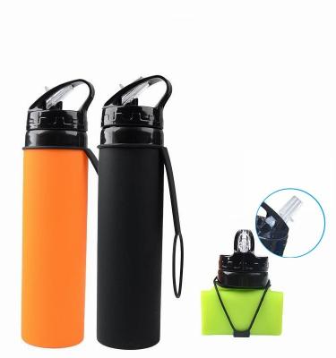 China Outdoor Water Bottle 600ml Bpa Sport Drinks Camping Travel Silicone Bottles Viable Portable Collapsible Leakproof Kettle Drinkware for sale