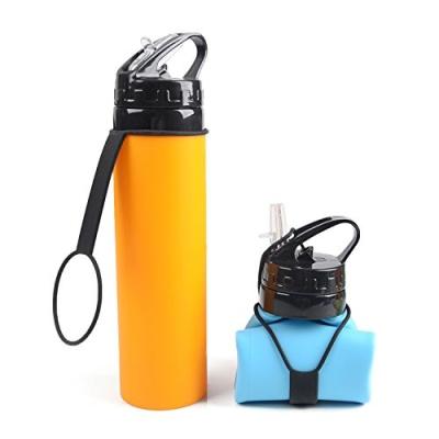 China Sustainable Portable Silicone Water Bottle Cycling Foldable Outdoor Sports Supplies Water Bottle Travel Cup Convenient Bicycle Bottle 600ml for sale