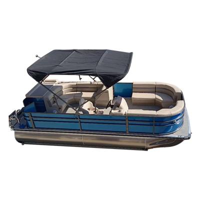 China Fishing/Work/Passenger Carry Top Luxury 21ft Tent 6.4m Safety Aluminum Pontoon Boat For Fishing And Entertainment for sale