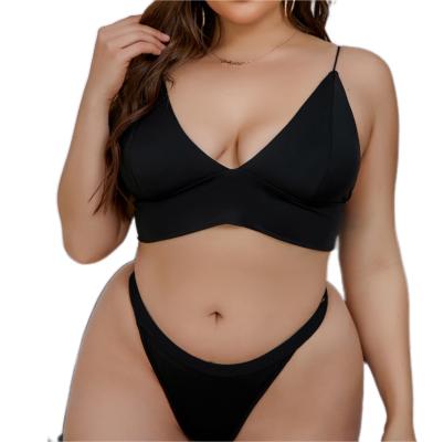 China 2020/2021 Best Selling Plus Size Women's Underwear Lingerie Nightgown Set Unique Black Bralette Triangle Panties And Bra Sets for sale