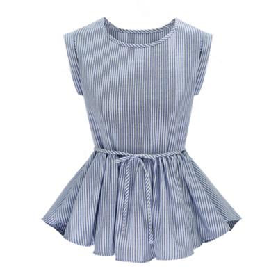 China Viable Casual Sleeveless Striped Women Blouses Shirts Ladies Blouse Fashion Summer Tops for sale