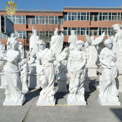 China Outdoor Sculpture Life Size Natural White Marble Female Statue In Europe Four Seasons Of Greek Mythology for sale