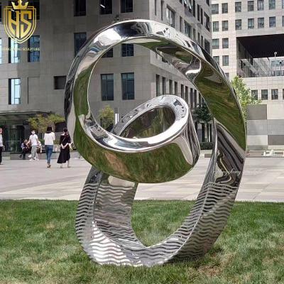 China Modern Abstract Sculpture Garden Decoration Stainless Steel Sculpture Metal Large Customized Statue Mirror Polished for sale