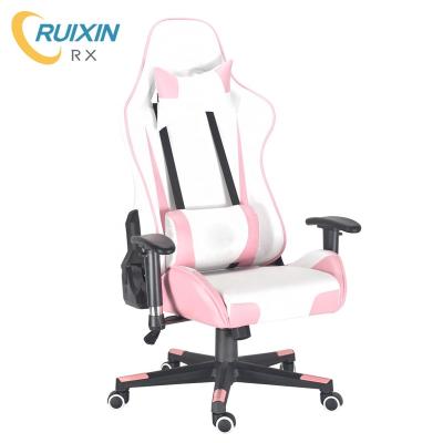 China (Height)Adjustable White Pink Swivel Leather Office Chair Gaming Chair Racing Chair for sale