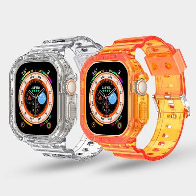 China New Luxury 49mm Glacier TPU Clear Sports Watch Band Strap For Full Edge Apple Watch 49mm Band For Apple Watch Series 8 Ultra Band for sale