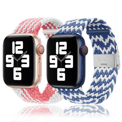 China Fabric Luxury Nylon Adjustable Braided Solo Elastic Watch Band For 38mm 42mm 49mm Apple Watch Band For Apple Watch 7 8 Ultra Series for sale