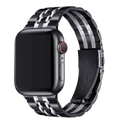 China 2022 Luxury Business Stainless Steel Gold Smart Watch Band Strap For Apple Watch 7 Three Beads For Apple Watch 8 Ultra for sale