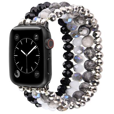 China Luxury Pearl Wrist Band Strap Girls Elastic Strap Beaded Watch Bands For Apple Watch Jewelry Band For Apple Watch 8 SE Ultra for sale