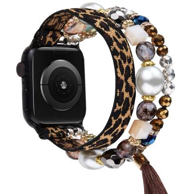 China Luxury Designer Fashion Beaded Watch Band Connector Straps For Apple Watch Wrist iWatch Bands For Apple Watch SE Ultra 8 for sale