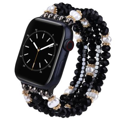 China New Designer Luxury Custom Elastic Stretch 23mm Beaded Watch Bands For Apple Watch Chain Band For Apple Watch SE Ultra 8 for sale