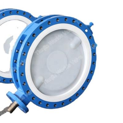 China General split body ptfe jacketed manual worm gear butterfly valve for sale