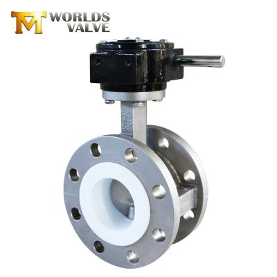 China General China Supplier PTFE Flange / Flanged End Butterfly Valve With Gearbox for sale