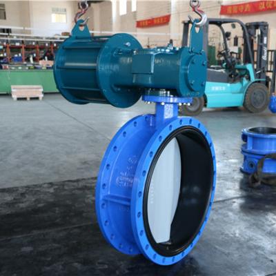 China General Stainless Steel Single Acting Flange Cast Iron Pneumatic Butterfly Valve for sale