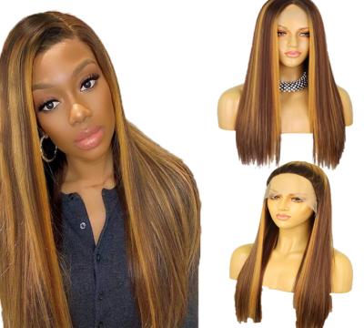 China High Quality Straight Fiber Synthetic Natural Heat Resistant Wig Straight Hair Lace Front Wigs Synthetic Hair Wigs For Black Women for sale