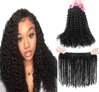 China Yvonne Kinky Curly Brazilian Remy Human Virgin Hair Weaves Natural Kinky Curly Hair Extensions Hair Bundles For Black Women for sale