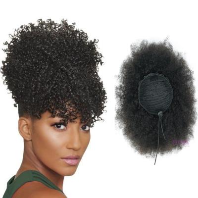 China Can Be Bleached Afro Kinky Curly Virgin Hair Ponytail Real Hair Yvonne Ponytail Drawstring Clip In Binders Extension For Black Women for sale