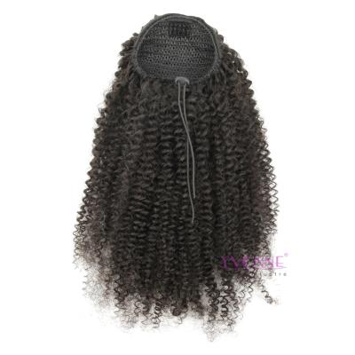 China Can Be Yvonne Brazilian Virgin Hair Drawstring Ponytail Bleached Unprocessed Clip In Curly Kinky Extension Hair For Black Women for sale