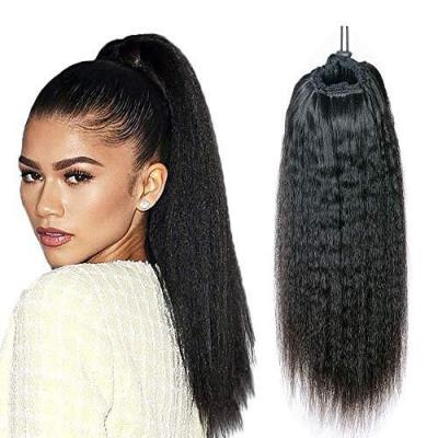 China Can Be Bleached YVONNE Brazilian Hair Ponytail Extensions Virgin Hair Unprocessed Curly Straight Drawstring Ponytial Hair For Woman for sale