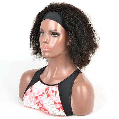 China Yvonne Curl Natural Color Real Hair Wig Headband Unprocessed Brazilian Kinky Curly Hair Unprocessed Virgin Wigs for sale