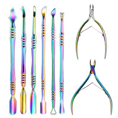 China Wellflyer CNSET-024 Portable Professional Stainless Steel Cuticle Cutter Trimmer Pedicure Manicure Tools for Fingernails and Toenails for sale