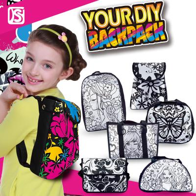 China Develop creativity bag diy coloring kids painting on canvas bags with color pens for sale