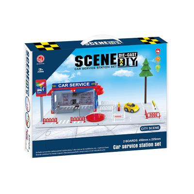 China Hot Sale DIY TOY Plastic ABS Building Blocks Toy 2 Board Car Gas Station Scene Set for sale