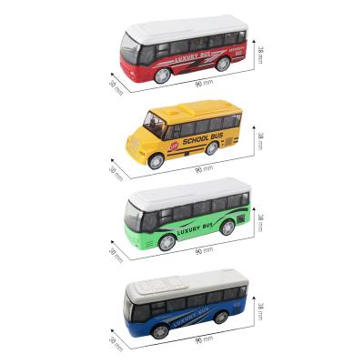 China 4pcs Friction Toy Set Metal Mini Bus Toy Pull Back Bus Toy Model For Kids Play for sale