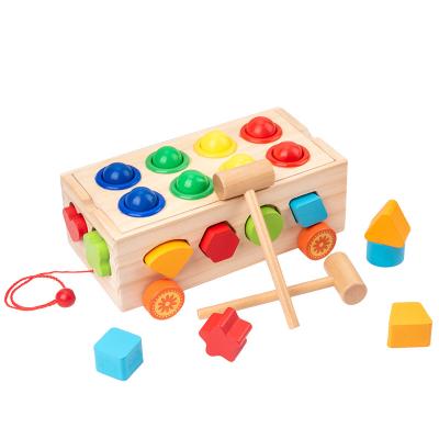 China For Game Hot Sales Toys Set Pull Back Wheels Wooden Toy Car Pull Toy With Blocks for sale