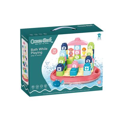 China DIY PLAY Toy High Quality Kids Bath Toys Plastic Building Bricks With Floating Board for sale