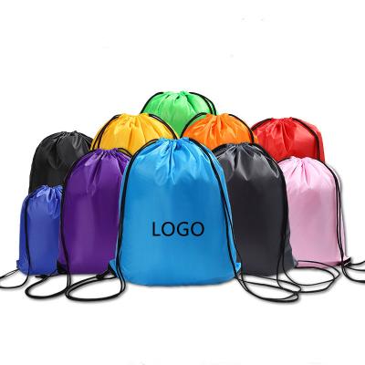 China Custom Full Color Logo Webbing Waterproof Nylon Draw String Bag Backpack Recycled Waterproof 210D Polyester Drawstring Bag for sale