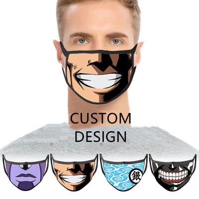 China Anti-Dust-Fog-Mist-Wind LOGO Black White Face Mask Custom Made Unisex Covers Cotton Polyester Cloth Reusable Facemask Cloth Wholesale for sale