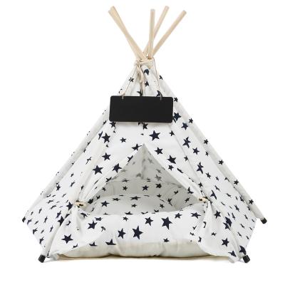 China Stored Portable Outdoor Collapsible Pet Tent Luxury Collapsible Dog Teepee Tent Cotton Fabric Pet Tent for sale